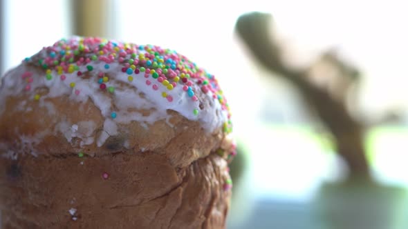 Beautiful Easter Cake Spinning Closeup