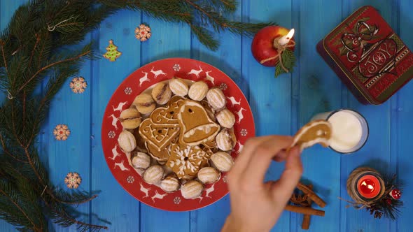 Dunking a cookie in milk