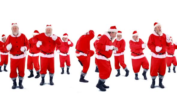 Group of santa claus dancing