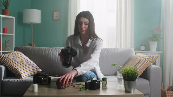 Woman Is Busy With Subject Shooting