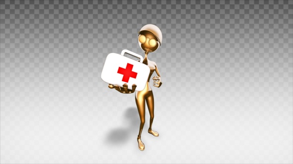 Golden 3D Woman - Cartoon Show Medicine