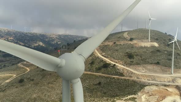 Aerial View of Wind Turbines Windmills