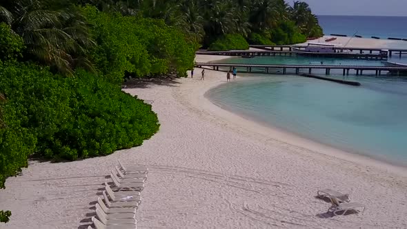 Drone nature of lagoon beach by lagoon and sand background