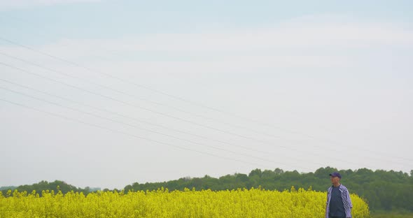 Agriculture Farmer Examining Field Modern Farming