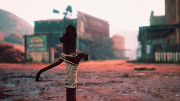 Old Rusted Water Pump in Wild West Town