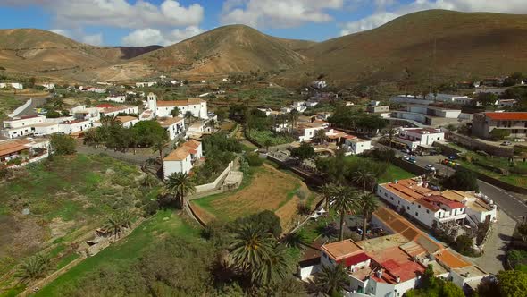 Aerial view of the small Betancuria village in Fuerteventura, Canary Islands.
