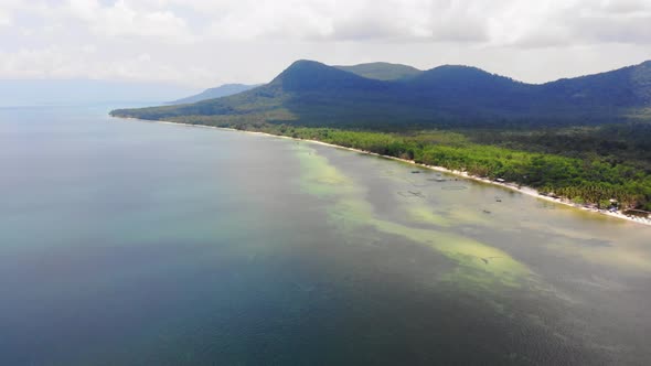 Beautiful Panoramic Landscape Aerial View of Phu Quoc island in Vietnam Archipel, Sandy Beach Forest