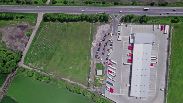 Logistics Center in Industrial City Zone From Above