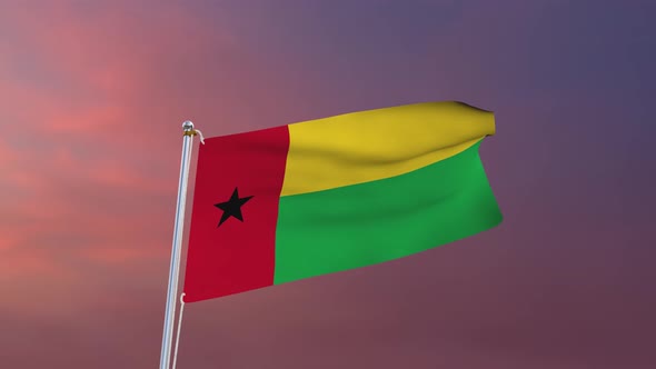 Flag Of Guinea Bissau Waving 4k
