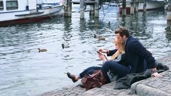 Sitting by lake