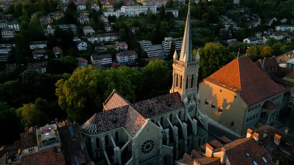 St Peter and Pauls Church in Bern in Switzerland From Above