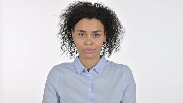 Portrait of Young African Woman Saying No By Head Shake