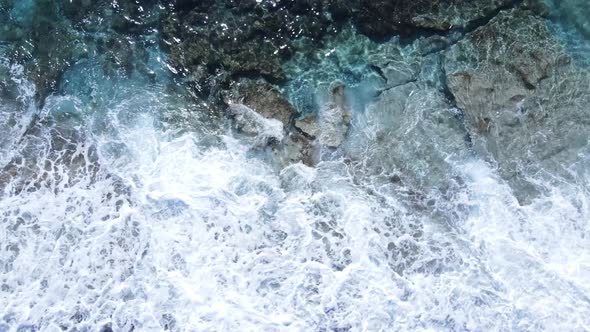 Aerial View Sea Near Coast  Closeup Coastal Seascape