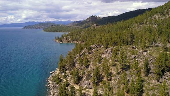 Drone footage (4K 24 fps) of East Lake Tahoe