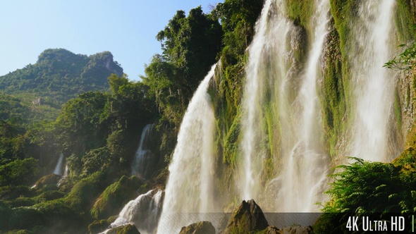 4K Picturesque Sunny Waterfall in Southeast Asia