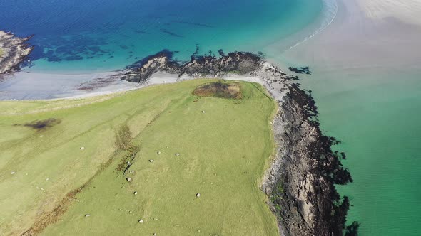 Aerial View of Inishkeel Island By Portnoo Next to the the Awarded Narin Beach in County Donegal