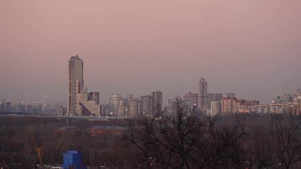 Panorama of the Evening City of Moscow