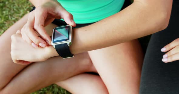 Women using smartwatch