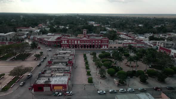 Fligjt over Main plaza of Motul Yucatan