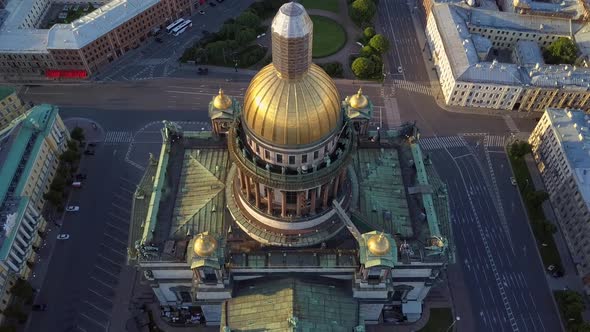 Aerial View. St. Petersburg. Isakiev Square, Isakievsky Cathedral.