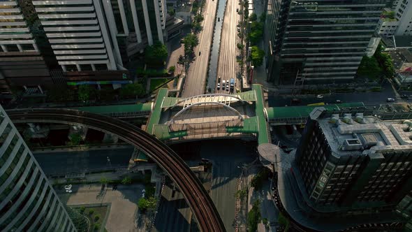 4k Aerial city view of Bangkok dowtnown, Flying over Bangkok, Thailand.