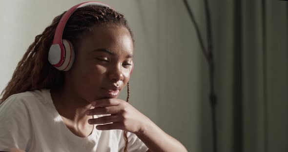 Nervous Black Woman Watching Film