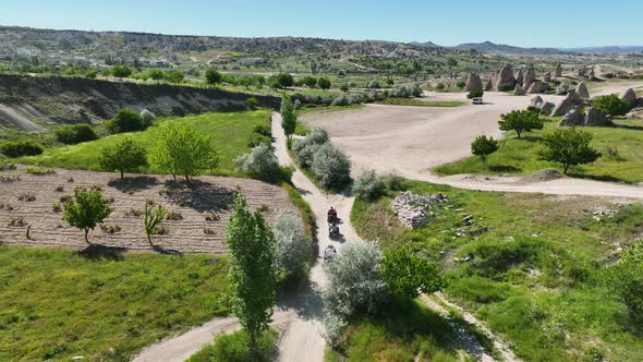 Quad bike safari in Cappadocia aerial view 4 K