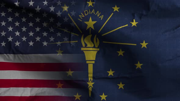 Indiana State Usa Mixed Flag 4K