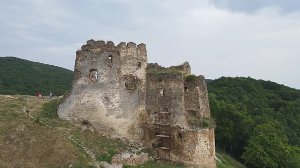 Aerial view of Cicva castle in Sedliska village in Slovakia