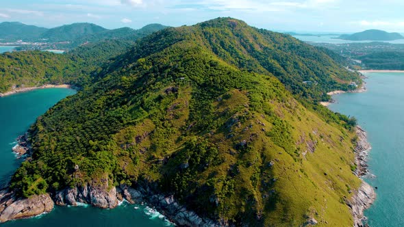 Aerial Panoramic View of Phuket Thailand in Sunny Day