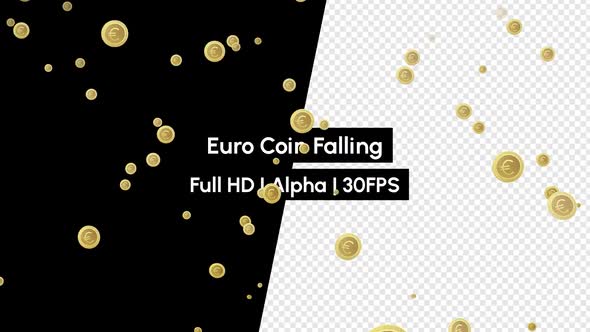 Euro Sign Coin Currency Money Falling with Alpha