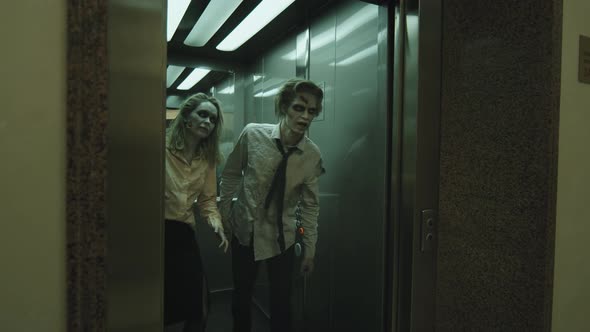 Zombies Walking out of Elevator