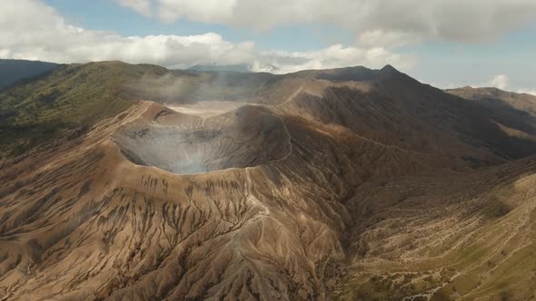 Active Volcano with a Crater. Gunung Bromo, Jawa, Indonesia