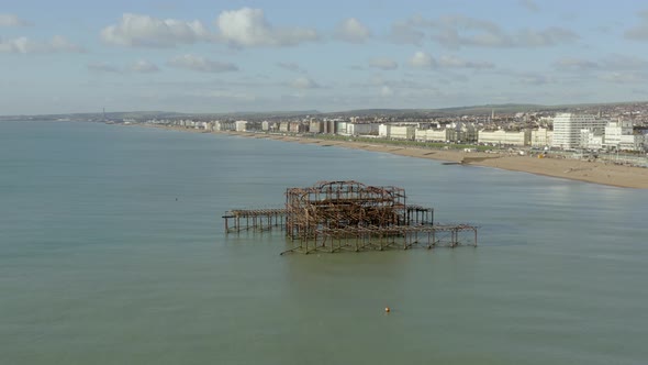 Brighton West Pier Remains in the UK Aerial View