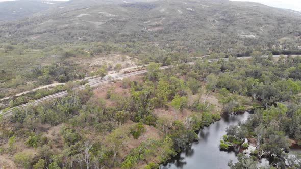 Aerial View of a Forest River in Australia