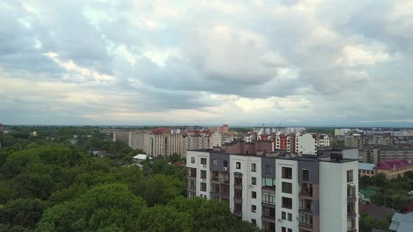 Aerial View of City Residential Area with High Apartment Buildings