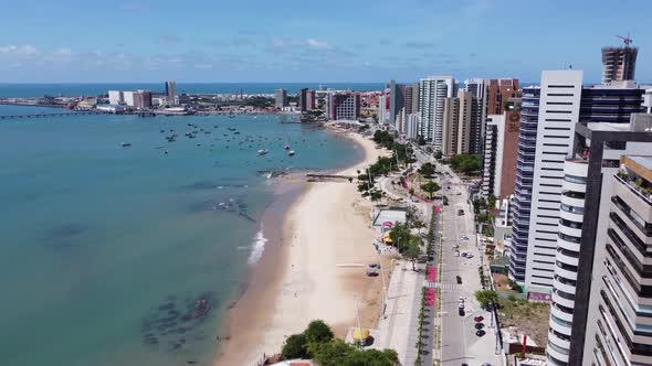 Tropical beach scenery of Fortaleza. Northeast Brazil. Ceara state.