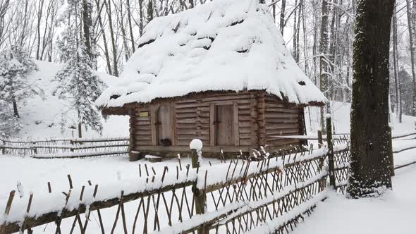 Old Ukrainian traditional vintage village. Elements of architecture.