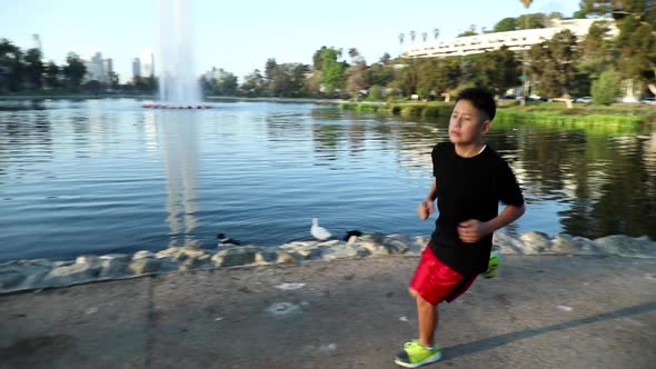 14 Year Old Boy Jogging In Los Angeles