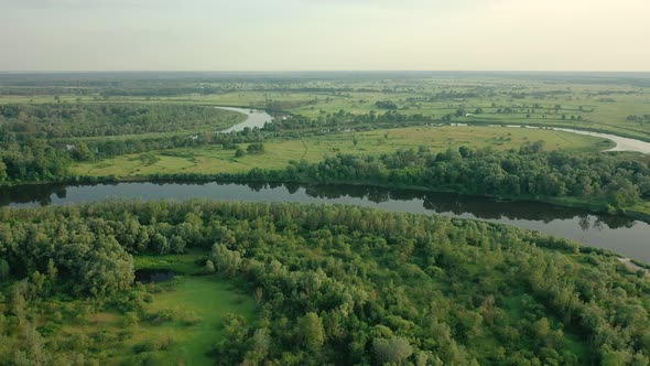 Aerial View of the River Flying Over the River