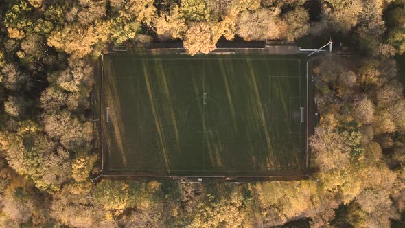 Aerial view of a football field in Tervuren.