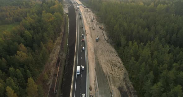 Aerial View of Highway Road Construction Site