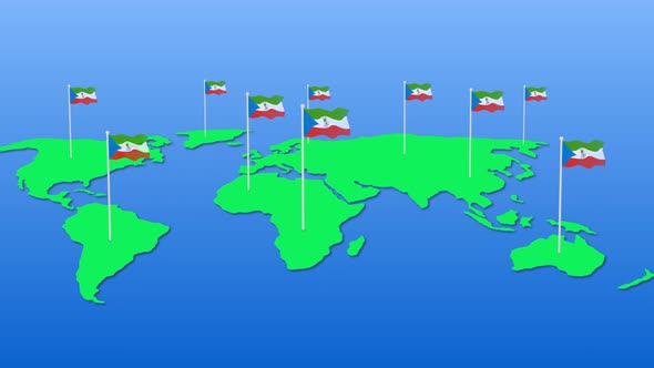 Equatorial Guinea Flag Wavy Animated On Earth