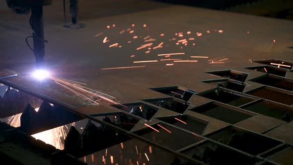 Plasma Cutting of Metal on a CNC Machine.