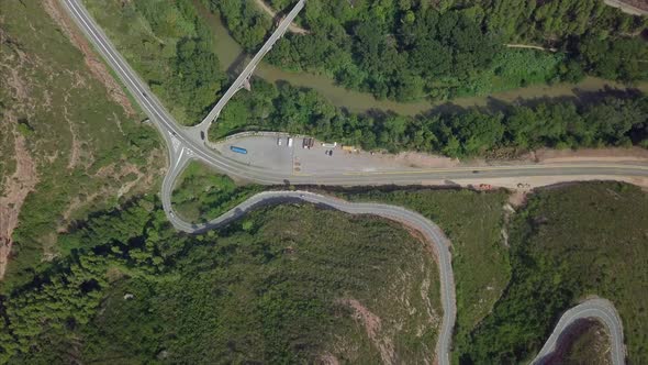 Aerial View Of Winding Road