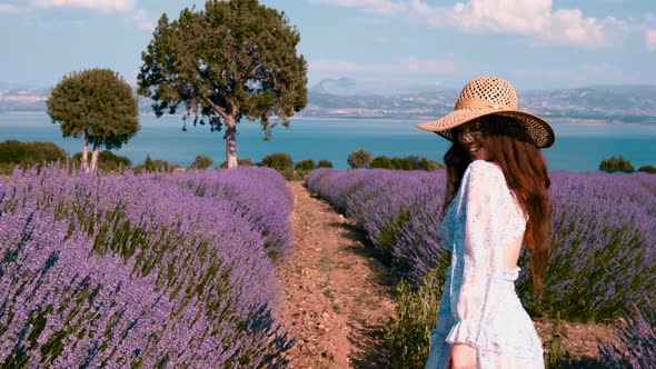 Beautiful Girl on the Lavender