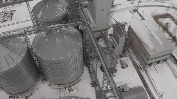 Rotation Aerial View Buildings Of The Feed Elevator Complex