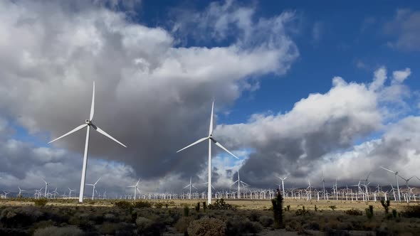 Driving past massive wind turbines in the California desert