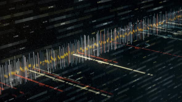 Audio sound waveform moving on black background