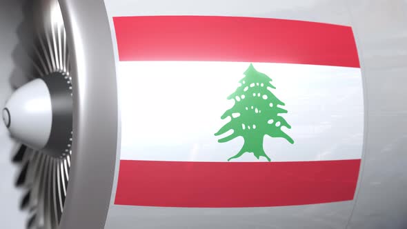Airplane Engine with Flag of Lebanon alt
